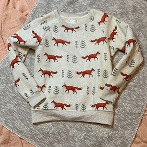 LA Soul Fox and Greenery Print Pullover Sweatshirt Size Small
